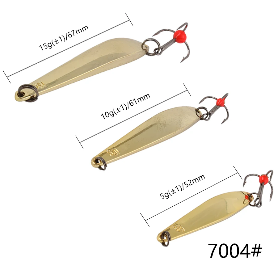 W. P. E приманка для зимней подледной рыбалки, 1 шт., 5 г/10 г/15 г/20 г/25 г, жесткая рыболовная приманка, ложка, металлическая рыболовная снасть, тройной крючок - Цвет: 7004-003
