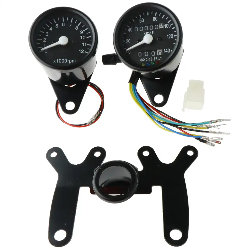 LCD Retro Motorcycle Speedometer Digital Tachometer Odometer Fuel Gauge DC 12V