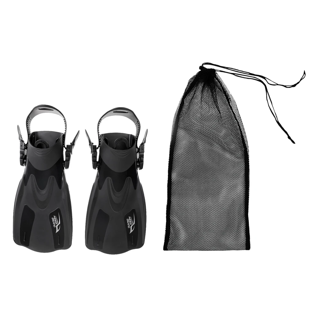 

2 Pieces Black Scuba Diving Dive Fins Flippers + 20 x 9.25 inches Durable Storage Mesh Bag