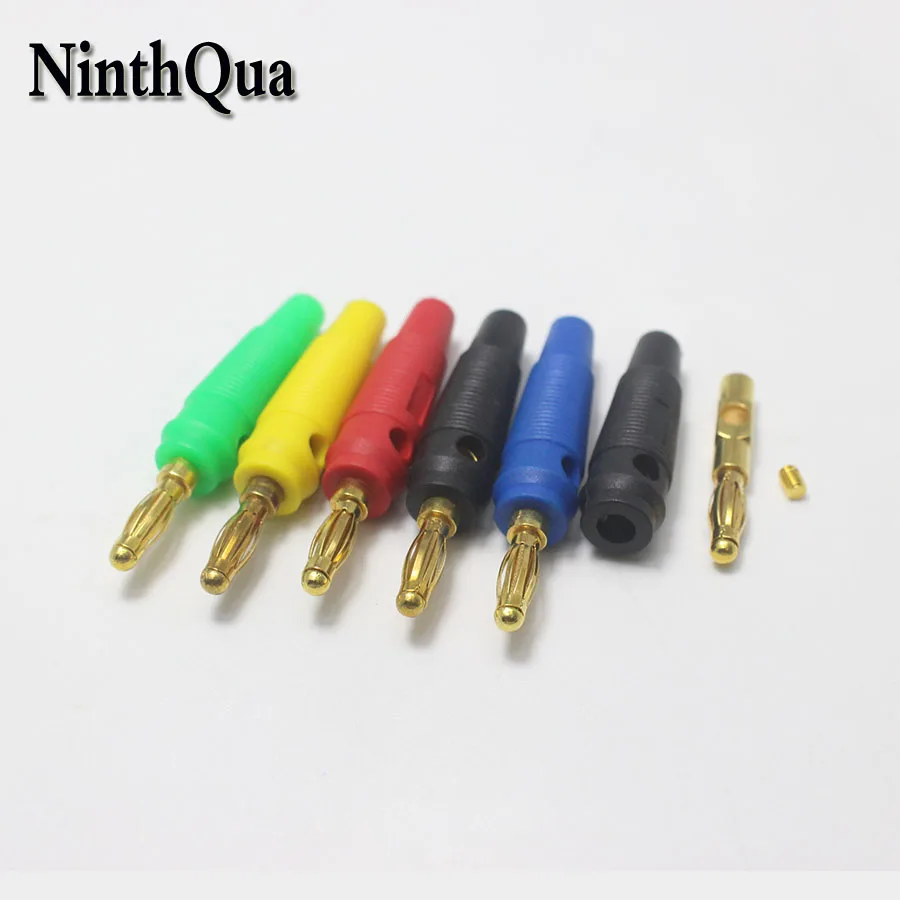 

100pcs 4mm Plugs pure copper Gold Plated Musical Speaker Cable Wire Pin Banana Plug Connectors Red Black Blue Green Yellow