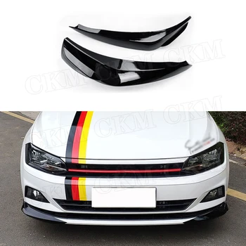 

ABS Black Carbon Look Front Side Bumper Splitters Corner Wraps For Volkswagen VW Polo Plus Hatchback 2019 Car Styling