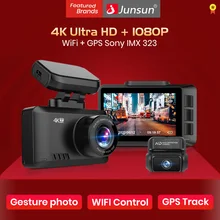 Junsun 3840*2160P 30FPS الترا مسجل فيديو عالي الوضوح للسيارة مسجل فيديو لتحديد المواقع المقتفي داشكام 4K داش كام لفتة صور واي فاي جهاز تسجيل فيديو رقمي ل...