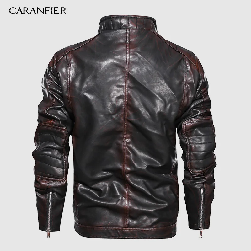 CARANFIER мужские кожаные куртки новые осенние кожаные пальто повседневная мотоциклетная куртка Мужские байкерские куртки американский размер дропшиппинг