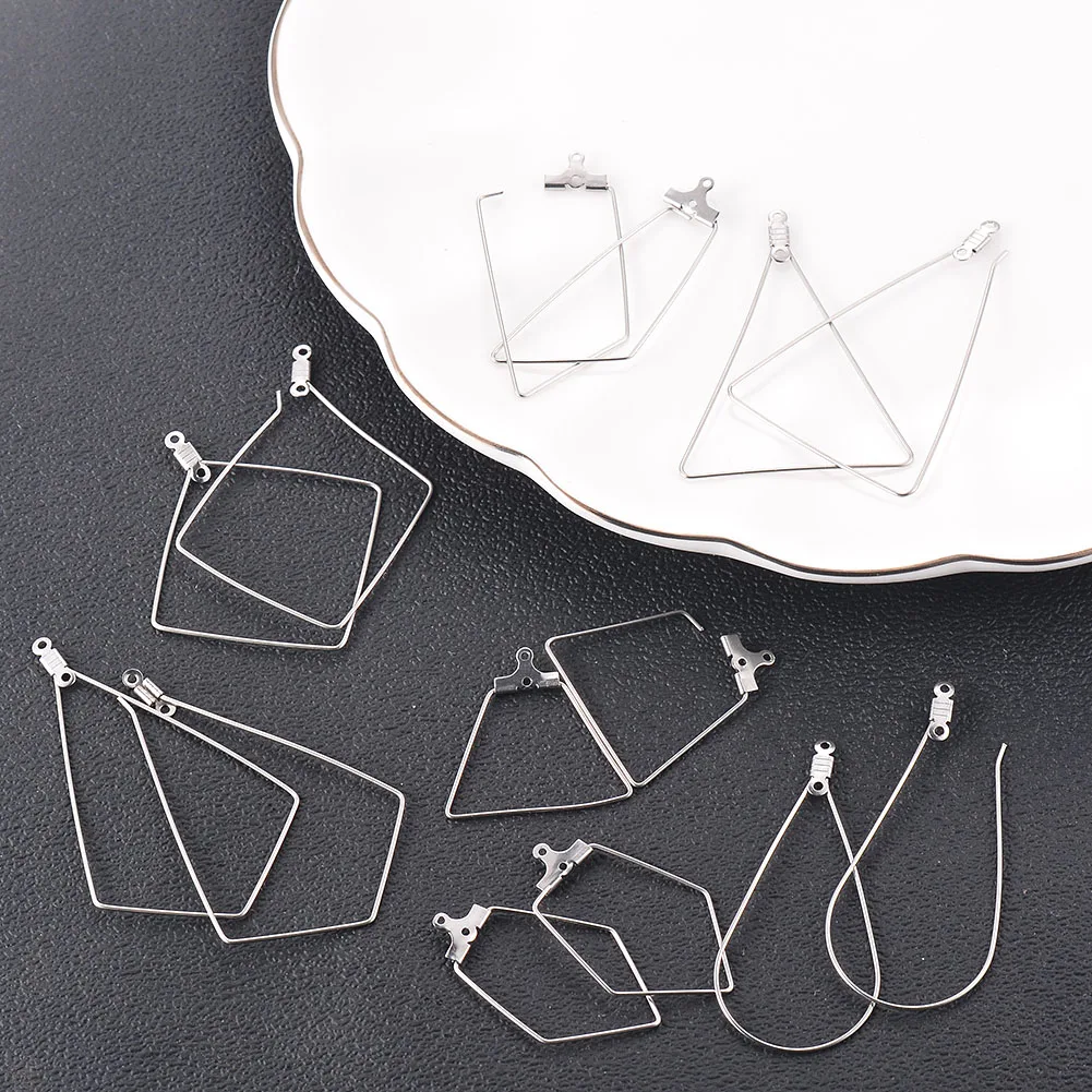 10 Stück Silber Edelstahl Ohrringe Anhänger DIY Zubehör Geometrisch geformte Schmuckherstellung handgefertigte Erkenntnisse 7 Stil – Detail 1