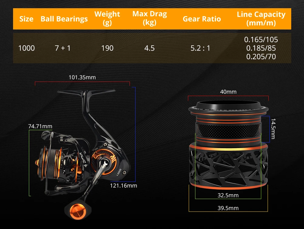 KastKing Zephyr Ultralight Spin Finesse System Fishing Reel Carbon Fiber Body 7 + 1 Stainless Steel Ball Bearings Spinning Reel • FISHISHERE