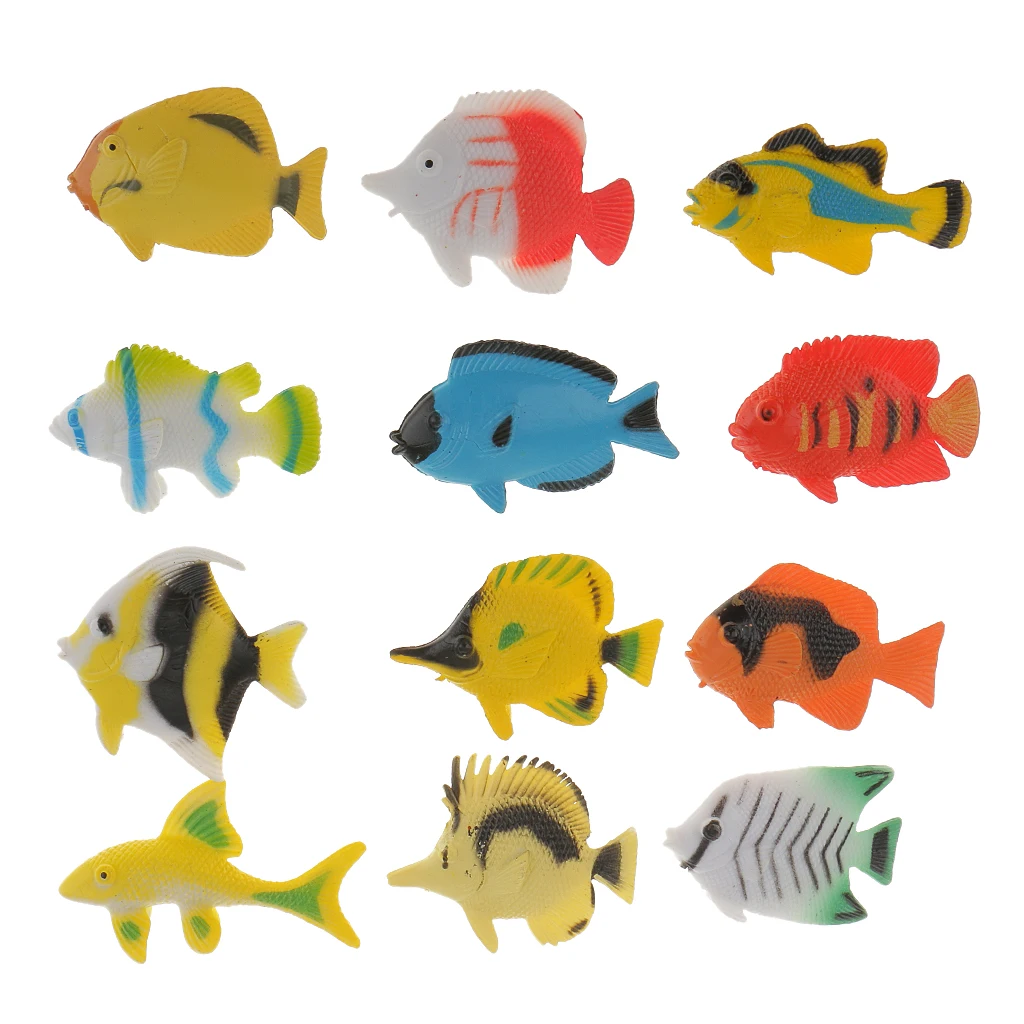 24Plastic Tropical Angel Fish&Goldfish Ocean Animals Small Figure Party Toys