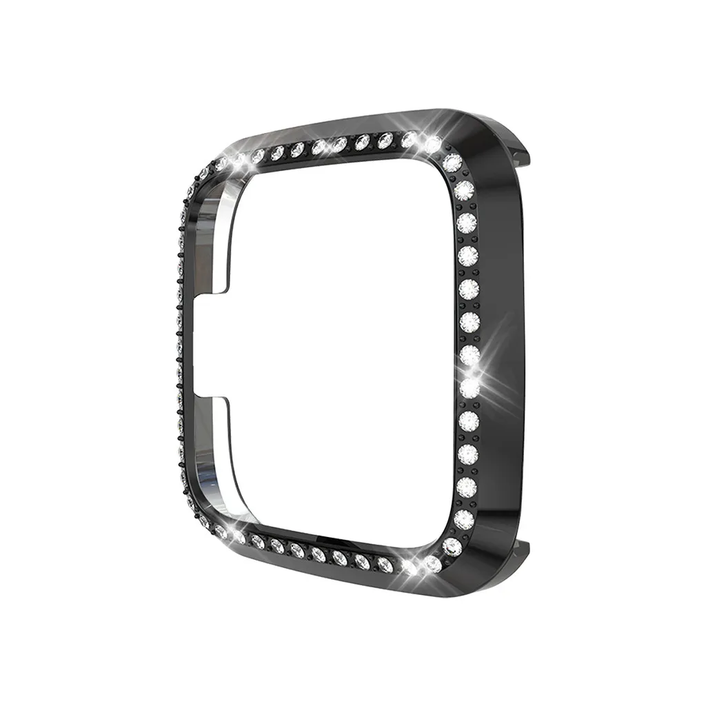 Защитный чехол, роскошный Кристальный Чехол для Fitbit versa/Lite, сменная пленка для смарт-часов, защитный чехол, ультра-тонкий, 19Jul - Color: Black