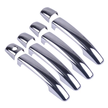 

beler ABS 8pcs Chrome Door Handle Cover Molding Trim Cap Bezel Overlay Case fit for Peugeot 207 308 407 408 3008 C4 C6