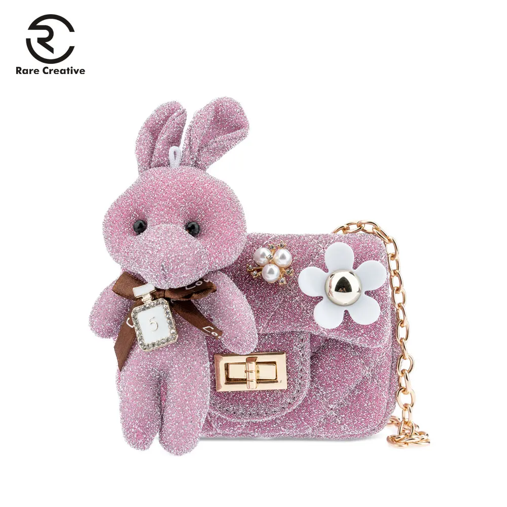 

RARE CREATIVE Rabbit Small Bags For Girls 2019 Mini Cute Princess Children Shoulder Bags Simple Casual Brand Kids Purse HS8026