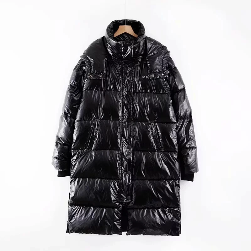 Черный Fashion hooded thick long parka women winter coat letter casual zipper winter jacket korean women parkas mujer - Цвет: Черный