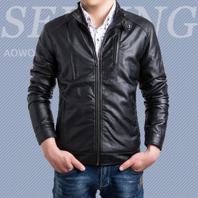 Прямые поставки aowofs официальный подлинный продукт Англия Мужская Мода Локомотив стиральная бутик Slim Fit кожаная куртка Y055