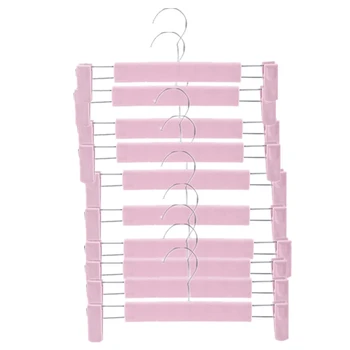 

Hot Sale Clothes Hangers Black Plastic Clothes Pants Hangers with 2-Adjustable Anti-Rust Clips Skirt Hangers and 360 Rotatable