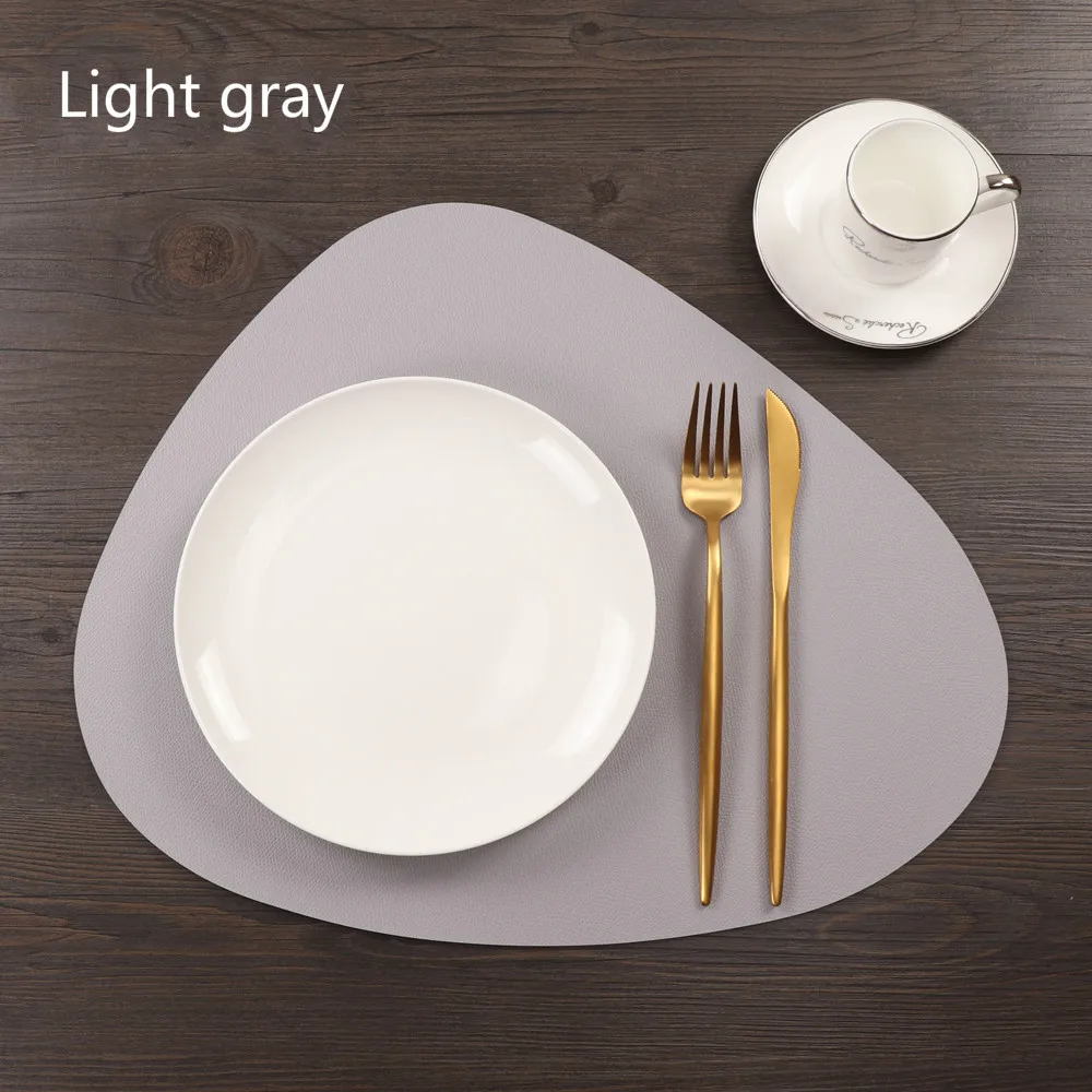  Nordic PU Leather Chic Tableware Pad Placemat Waterproof Non-Slip Heat Insulation Table Mat Creativ