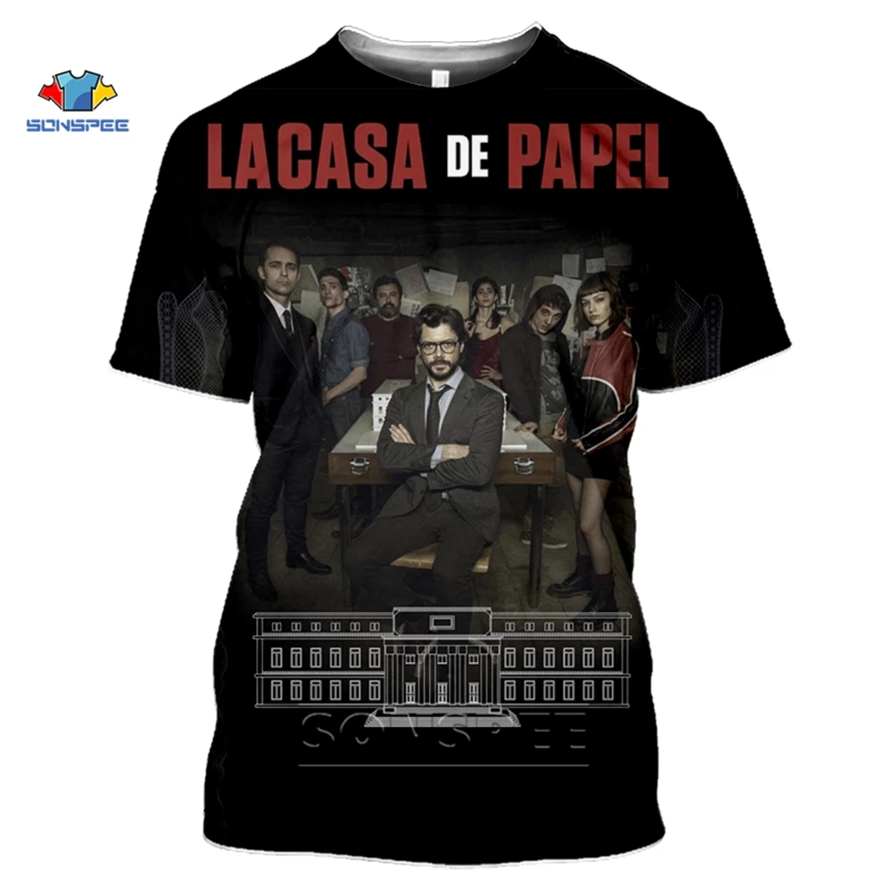 SONSPEE для женщин летний топ с 3d принтом La Casa De Papel Футболка Keep Calm and остаться House of Paper