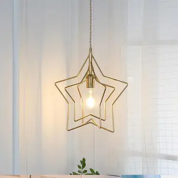 

110-220V Golden Single Star Pendant Light Indoor Aisle Living Room Decorative Lighting No Bulb Included(Golden)