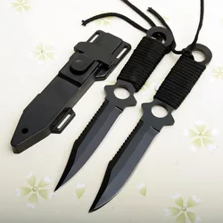 Couteau de poche de survie en acier inoxydable, pour la chasse, la plongée en plein air, avec fourreau 