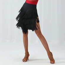 Модные костюмы с кисточками, современный сексуальный костюм для латинских танцев, короткая юбка для женщин/женщин, одежда для Бальных Танго выступление MD9311