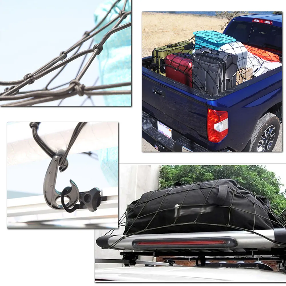 Автомобильный багажник для хранения багажа Универсальный грузовой Органайзер сетка эластичная решетчатая сетка с крючками Авто интерьерные аксессуары 120x90 см