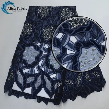 

New Arrived African Fashion Velvet Lace Fabric 2019 High Quality French Mesh Lace Fabric With Stones 5 Yards/pcs For Women Dress