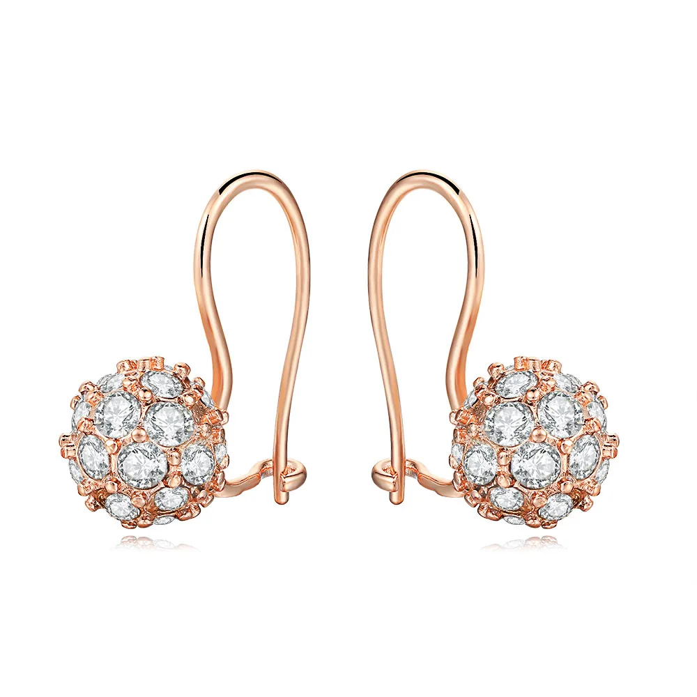 

Exquisite Rose Gold Plated Zircon Ball Dangle Earring Cocktail Party Charm Women's Earring Crystal Birthday Gift Lover' Jewelry