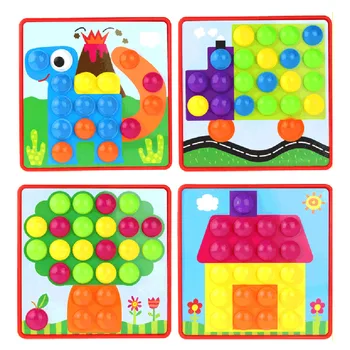 

Kids 3D Puzzles Toy Colorful Buttons Assembling Mushrooms Nails Kit Baby Mosaic Composite Picture Puzzles Board Educational Toy