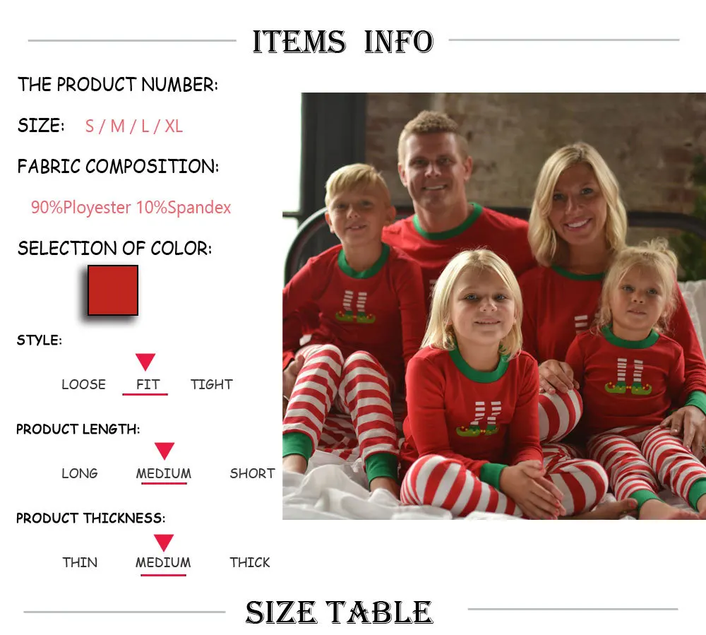 Одинаковые рождественские пижамы, модные Семейные пижамные комплекты с круглым вырезом и принтом Рождественская одежда в красную полоску для мамы, папы, ребенка и ребенка