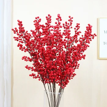 

Artificial Plants Branch Simulation Berries Fake Hawthorn fruit Home Wedding Decoration Christmas New Year Festival Fake Floral