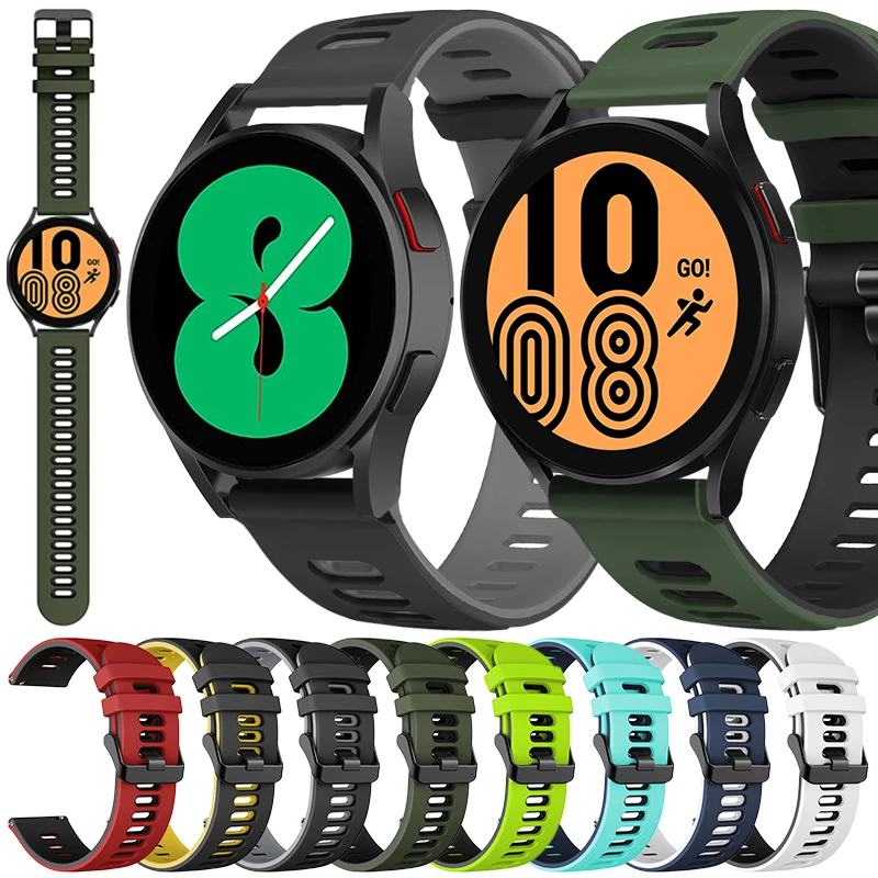 

Ремешок силиконовый для Samsung Galaxy Watch 4 40 мм/44 мм, сменный быстросъемный двухцветный браслет, аксессуары для часов 20 мм
