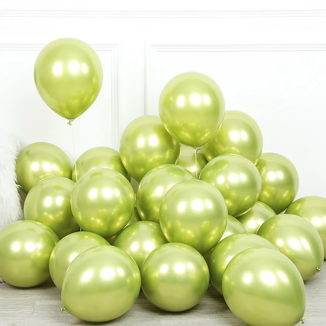 20pcs 12inch New Glossy Baby Pink Metal Pearl Latex Balloon Rose Gold Thick Chrome Metallic Globos Wedding Birthday Party Decor light green 1