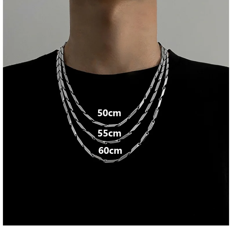 

Sterling Silver Necklace Men's European and American Street Style Cold Accessories All-Match Short Sweater Clavicle Chain Thick