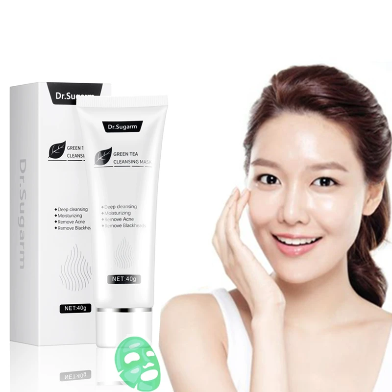 Dr Sugarm Natural Green Tea Remove Blackhead Face Mask Shrink Pore Cream Oil control Improve Rough 5