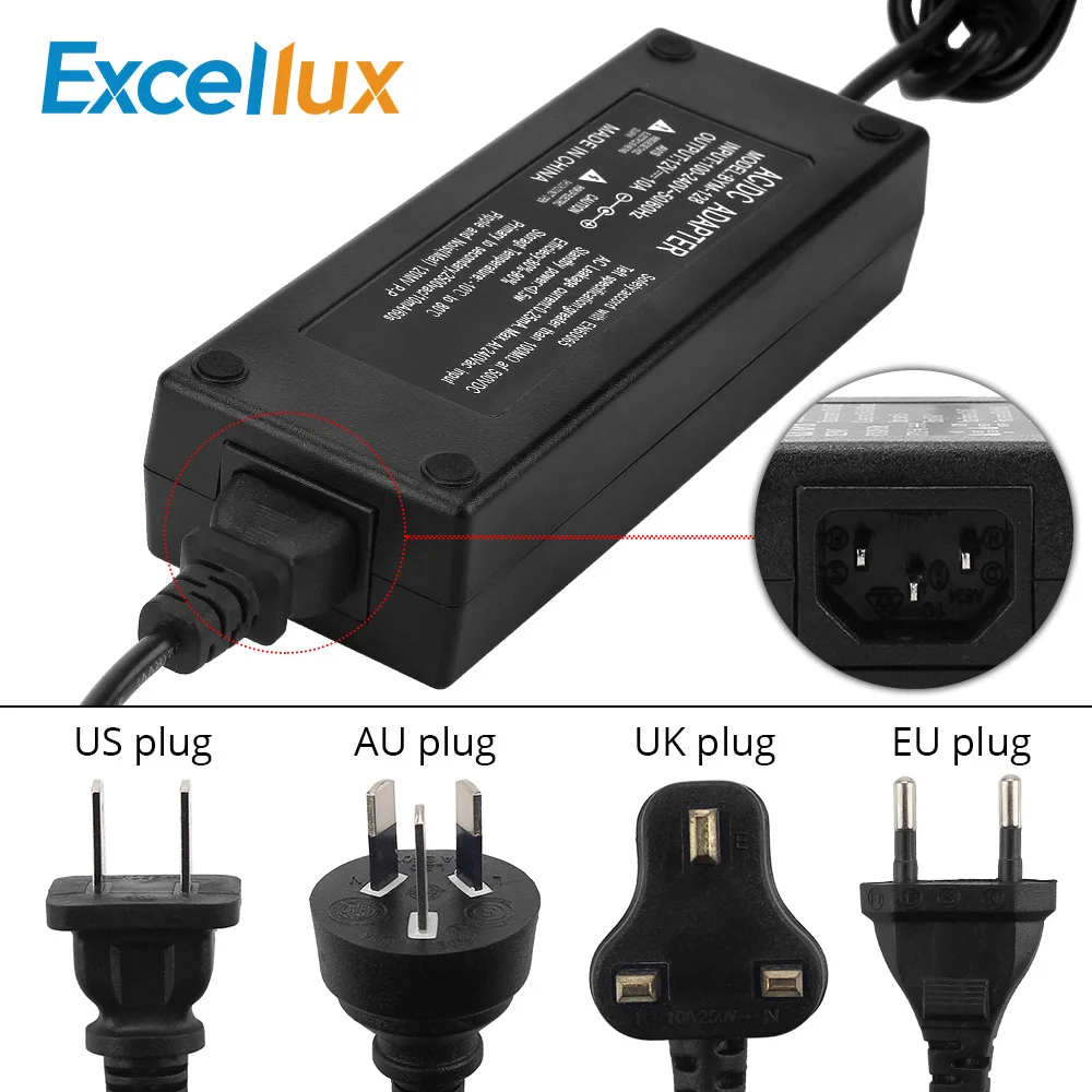 5A 8A 10A DC 12V светодиодный адаптер питания 60W 96W 120W зарядное устройство конвертер