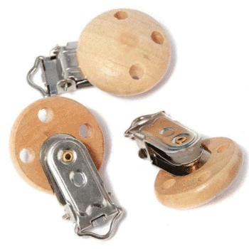 

5pcs/Pack Solid Color Holders Cute Infant Soother Clasps Holders Accessories Metal Wooden Baby Pacifier Clips