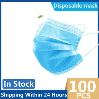 

50Pcs/100pcs Mask Disposable Nonwove 3 Layer Ply Filter Mask mouth Face mask filter safe Breathable dustproof Protective masks