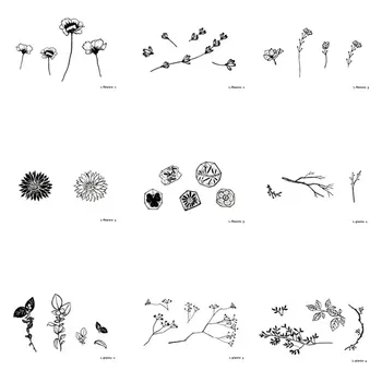 

5-9 PCS/lot Flower Series Fake Tattoos Leaf Plant Temporary Tattoo Stickers for Women Blossom on Arm Body Art Tatoo P1-P9