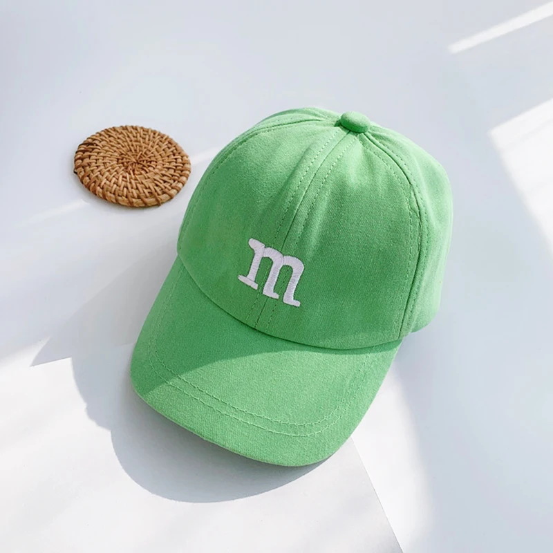 Autumn Winter warm Baseball cap children's hat For lovely baby cotton breathable kids hats Girl Boy caps M Letter_voghion.com