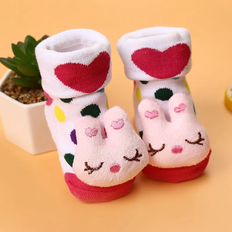 Модные детские носочки с резиновой подошвой, носки для новорожденных, Осень-зима, детские носки-тапочки, противоскользящая обувь, носки с мягкой подошвой - Цвет: YQ1116-7