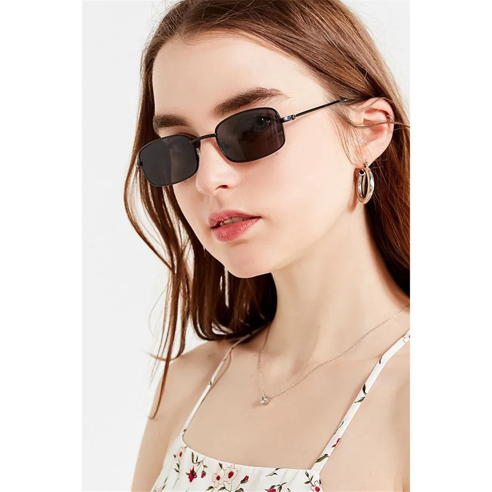 Vintage Retro Shades Rectangle Sunglasses UV400 Small Metal Square Frame Clear Lens Sun Glasses Eyewear Men Women Goggles 1PCs vintage sunglasses polarized sunglasses fishing sunglasses cyberpunk sunglasses
