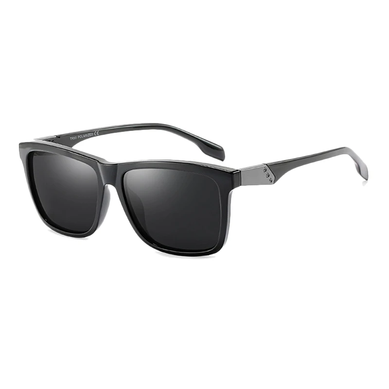 BRIGHT BLACK-BLACK SIMPRECT TR90 поляризационные солнцезащитные очки мужские TAC UV400 ретро Квадратные Солнцезащитные очки винтажные антибликовые водительские солнцезащитные очки для мужчин - Цвет линз: BRIGHT BLACK-BLACK