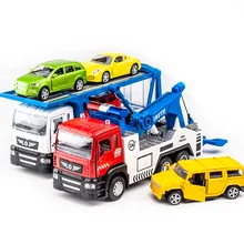 KIDAMI – ensemble de camion de Transport en alliage 1:50, véhicule d'ingénierie moulé, modèle de voiture, lumières et fonction sonore, jouet pour enfants