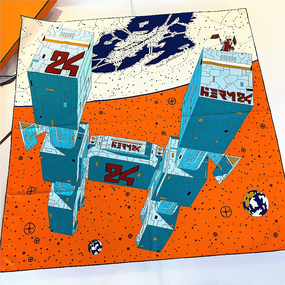 

100% Silk Scarf Luxury Women H Print Hand Roll Scarfs Female Kerchief 90*90cm Square Shawl Headband Scarves For Ladies