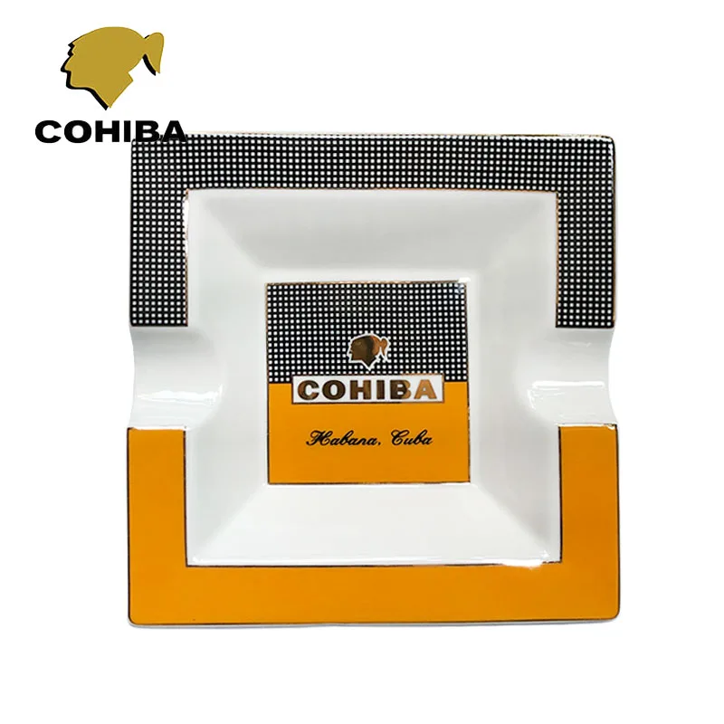 COHIBA квадратный портсигар Пепельница держатель 2 шт в 1 дизайн керамические бытовые табак гаджеты сигарета пепельница Настольный Декор