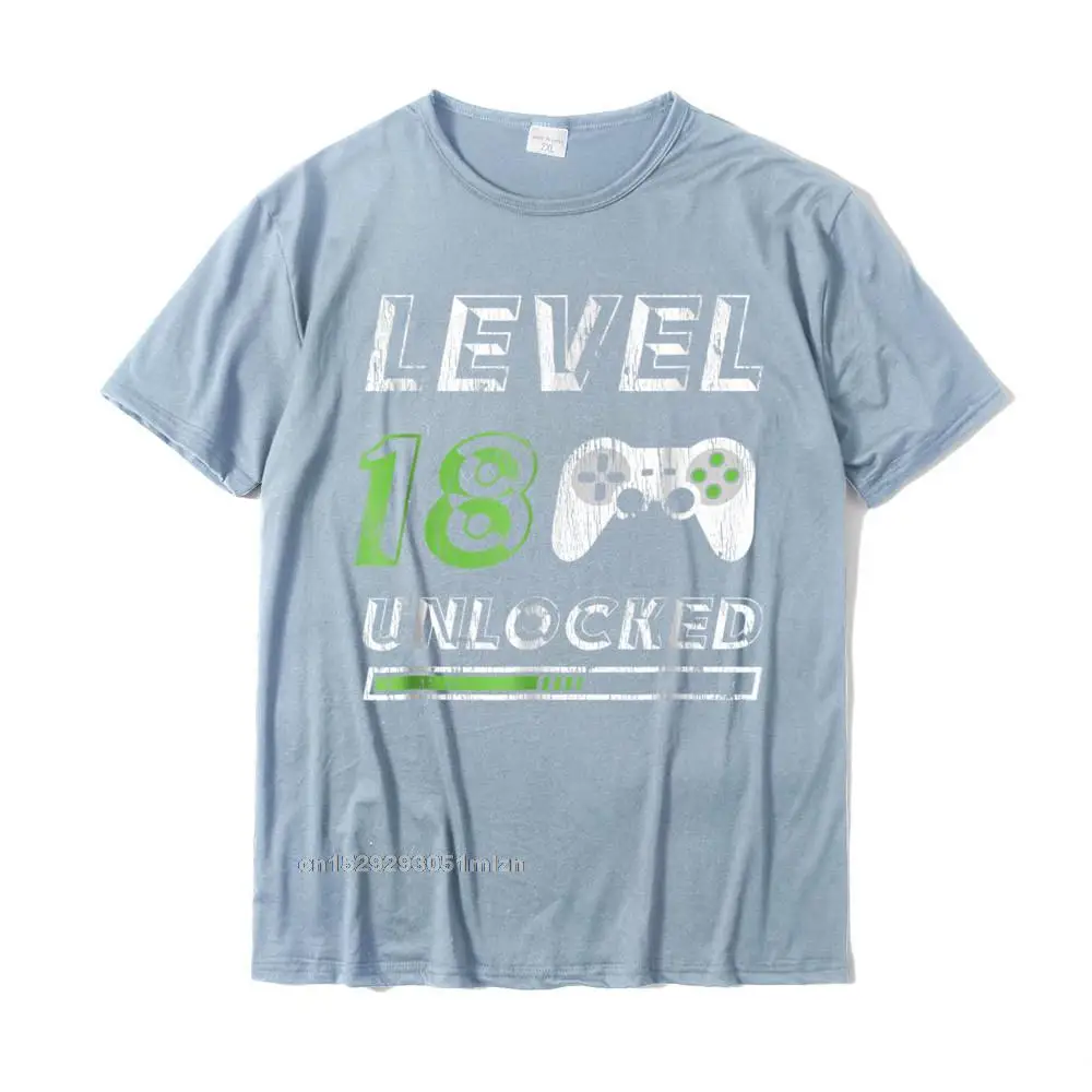  Men Top T-shirts Casual Cool Tops Shirts Cotton Fabric O Neck Short Sleeve Custom Tshirts Autumn Top Quality Level 18 Unlocked - 18 Year Old Gamer Funny Birthday T-Shirt__3746 light