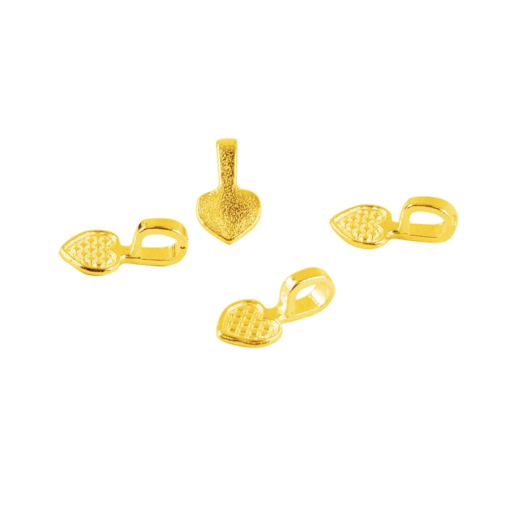 100 Pieces Love Heart Glue On Flat Pad Bails  DIY Charms Jewelry Making Pendant Findings