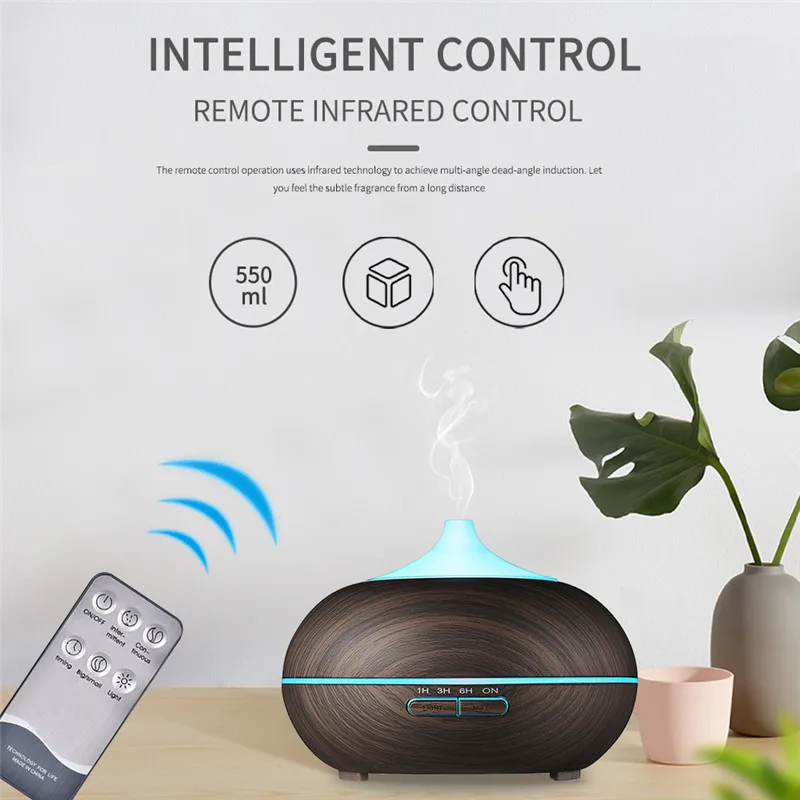 

Remote Control Timing Function Wood Grain Humidifier Household Ultrasonic Water Color Wood Grain Mouth Humidifier