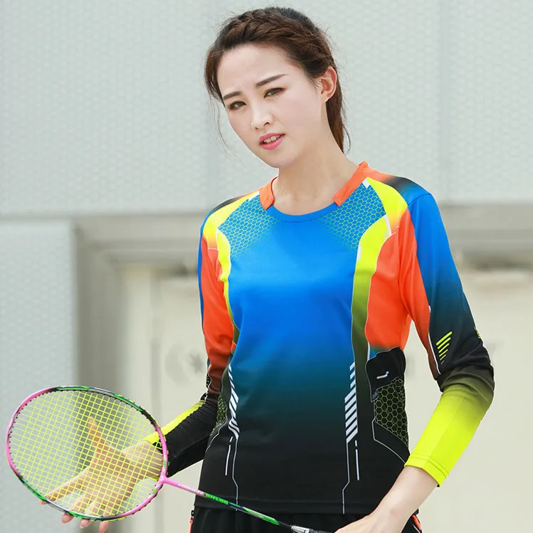 Girl Tennis TShirts Pants, Girls Long Sleeve Tennis Clothes Tracksuits, Women's Badminton T-Shirt, Female Table Tee Shirt