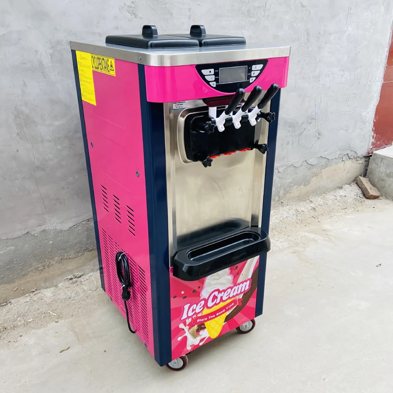 

Milk Tea Shop Equipment Soft Ice Cream Machine Supports 3 Different Flavors Of Vertical Soft Ice Cream Machine
