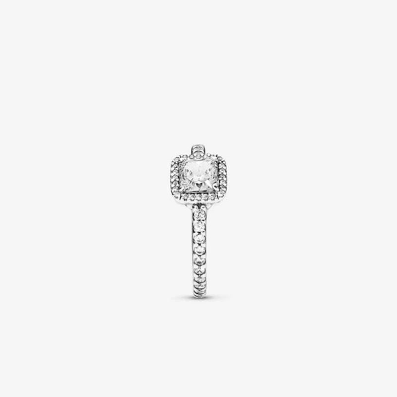 Осень, женское серебряное кольцо из натуральной 925 пробы, квадратное Сверкающее Кольцо Halo, ювелирное изделие для помолвки, юбилей