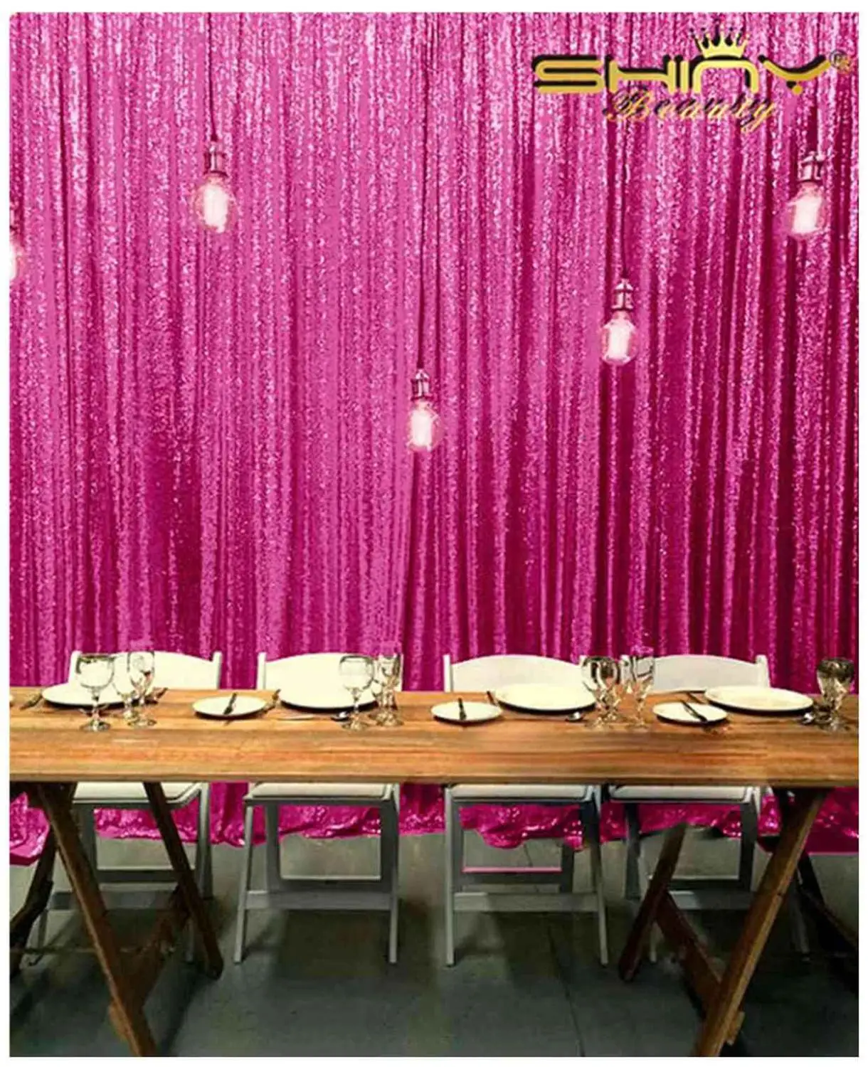 

Shinybeauty Fuchsia Sequins Backdrop Hot Pink Glitter Curtain Birthday Party Decorations Adult-M190724
