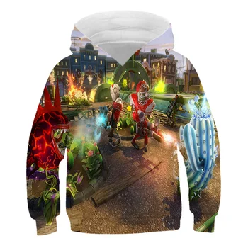 

Autumn High Quality Halloween Harajuku Children's Hoodie Plant Zombie War Movie 3D Printing Kids Children's Clothing Top 4T-14T